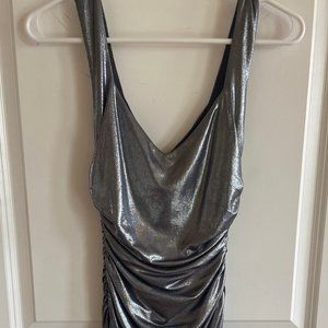 LAUNDRY BY SHELLI SEGAL RUCHED METALLIC DRESS SZ 2